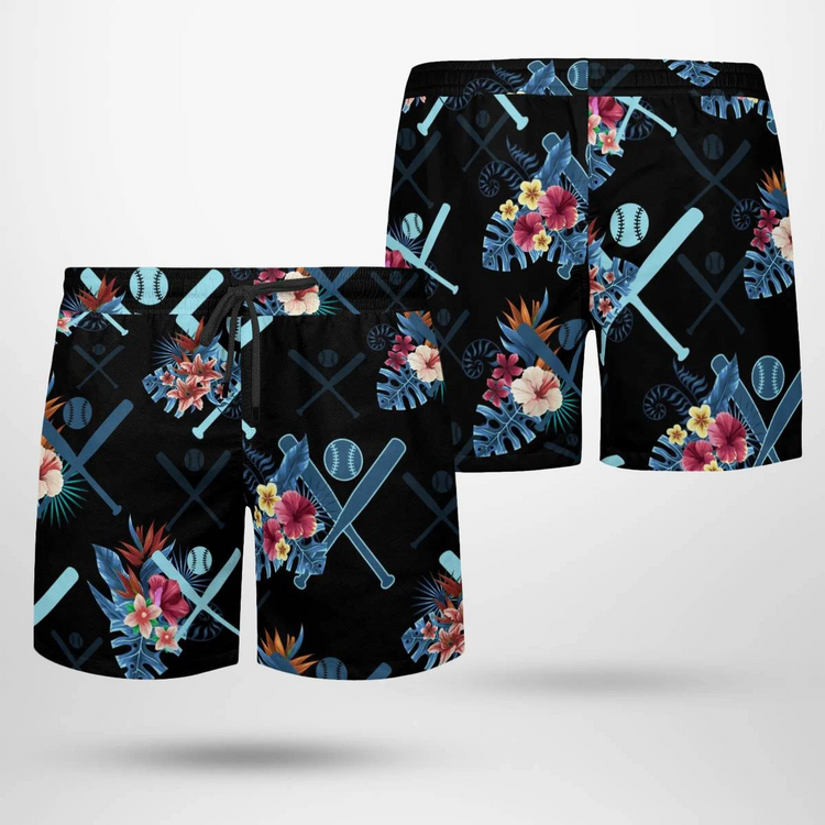 hippieartzone - BLUE BASEBALL BEACH TROPICAL HAWAII SHIRT.