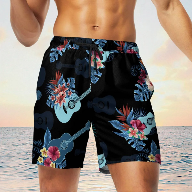 hippieartzone - BLUE GUITAR TROPICAL HAWAII SHIRT.