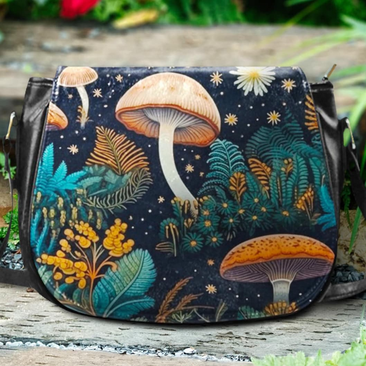 hippieartzone Bag - Cottagecore Mushroom Forest Purse.