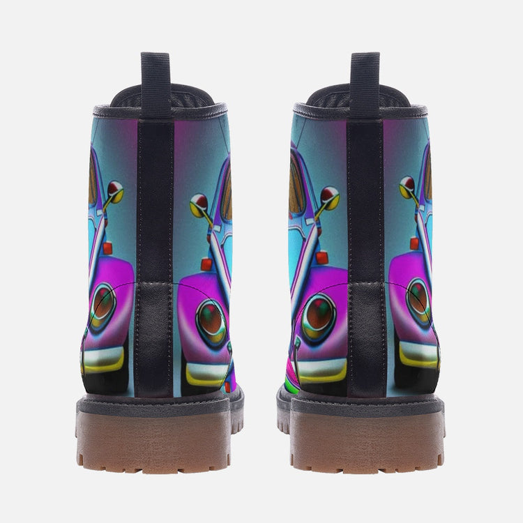 Hippie Art Zone - Holographic Beetle Casual Leather Lightweight Boots For Hippies
