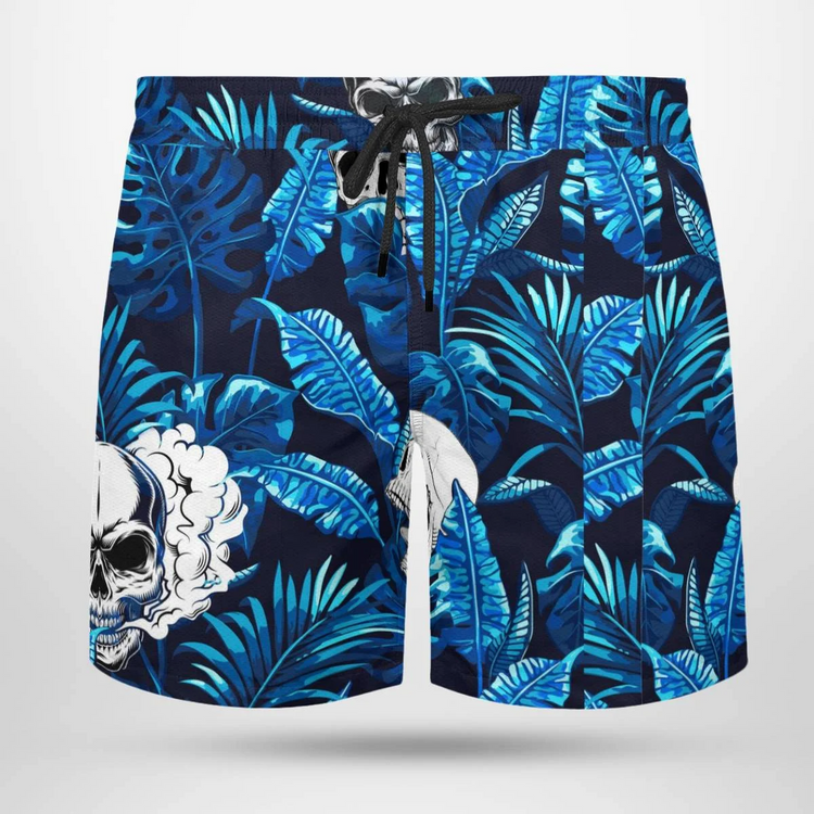 hippieartzone - BLUE SKULL TROPICAL HAWAIIAN SHIRT.