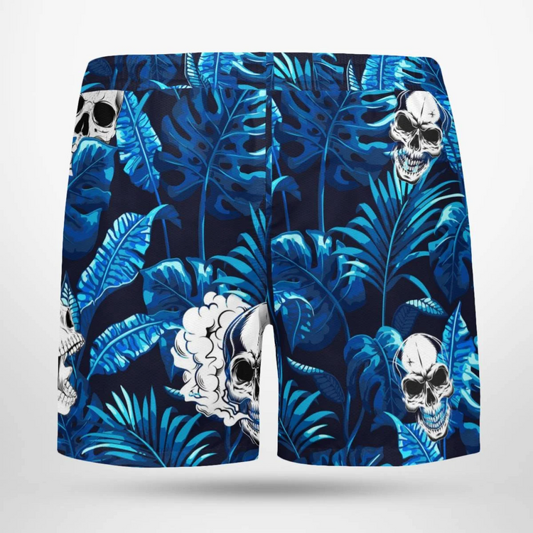 hippieartzone - BLUE SKULL TROPICAL HAWAIIAN SHIRT.