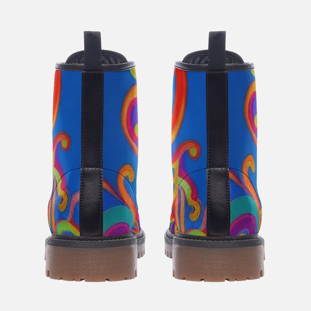 Hippie Art Zone - Colorful Abstract Leather Lightweight Boots For Hippies