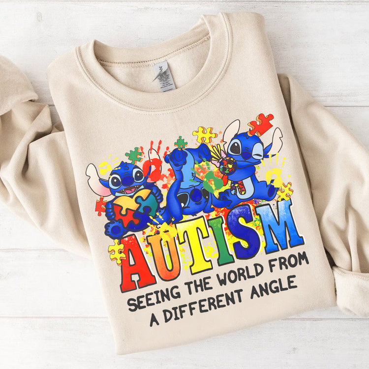 hippieartzone Tshirt - Autism Seeing The World Tshirt, Sweatshirt