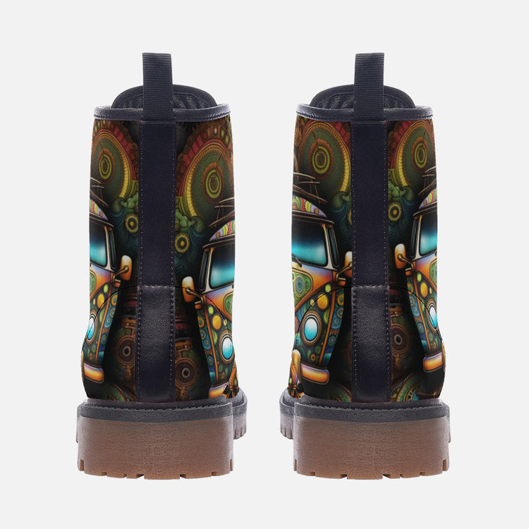 Hippie Art Zone - Groovy Hippie Van Casual Leather Lightweight Boots For Hippies