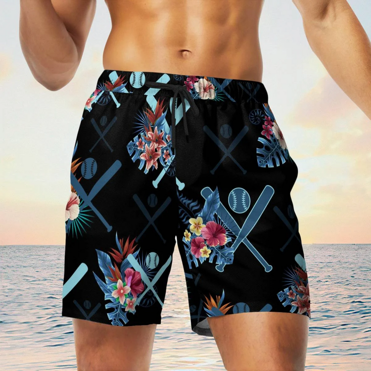 hippieartzone - BLUE BASEBALL BEACH TROPICAL HAWAII SHIRT.