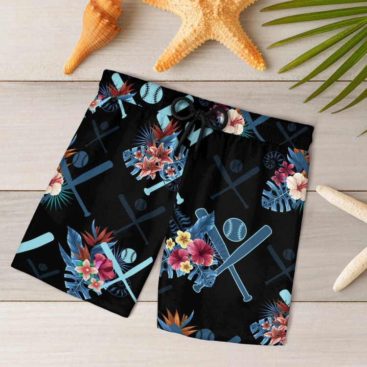 hippieartzone - BLUE BASEBALL BEACH TROPICAL HAWAII SHIRT.