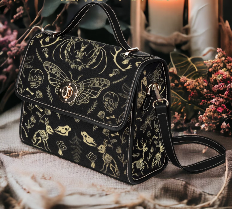 Cottagecore Forest Animal Bones Witchy Satchel Handbag For Boho Hippie