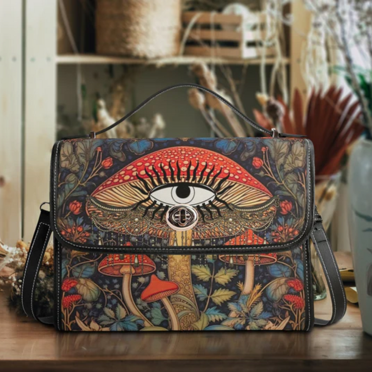 Cottagecore Mushroom Witch Satchel Handbag For Boho Hippie