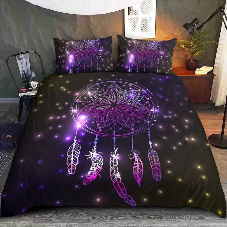 hippieartzone - Native American Violet Dreamcatcher Bedding Set