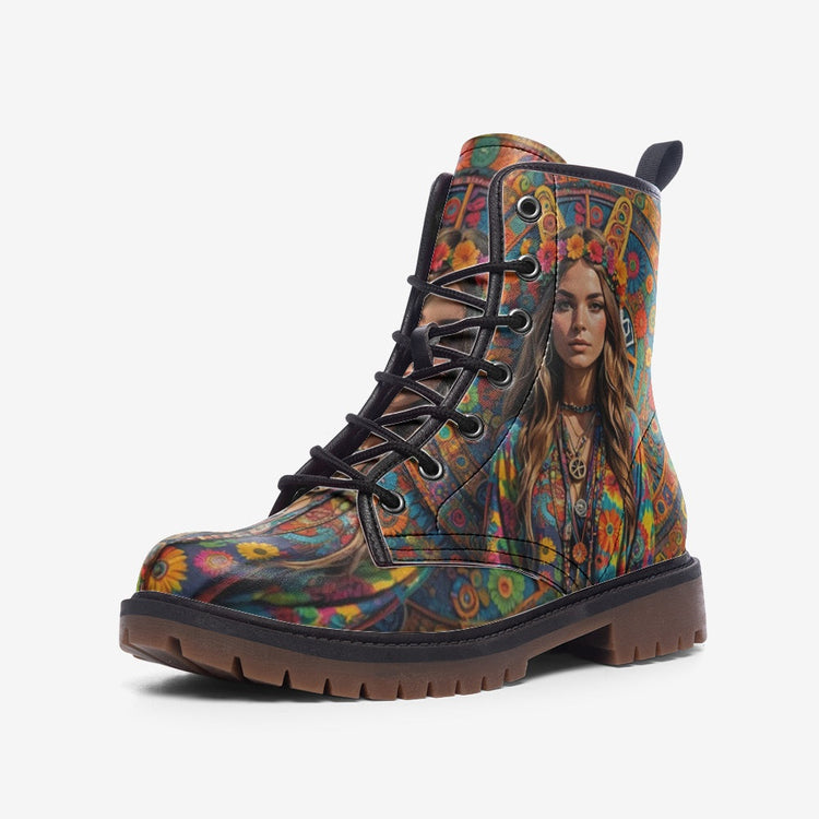 Hippie Art Zone - Bohemian Style Women Casual Leather Lightweight Boots For Hippies