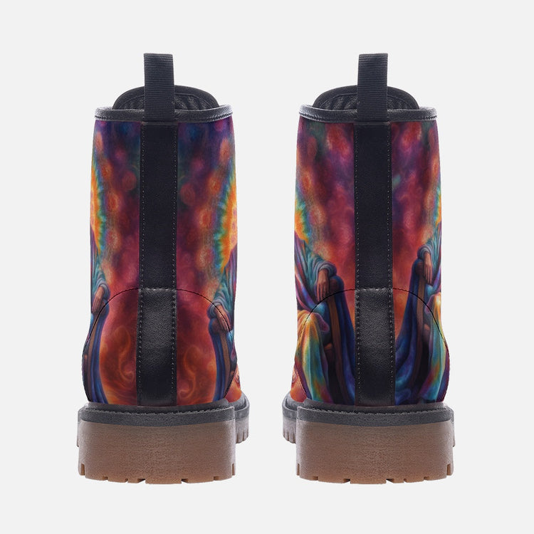 Hippie Art Zone - The King Of Throne, Tie Dye Costume Casual Leather Lightweight Boots For Hippies