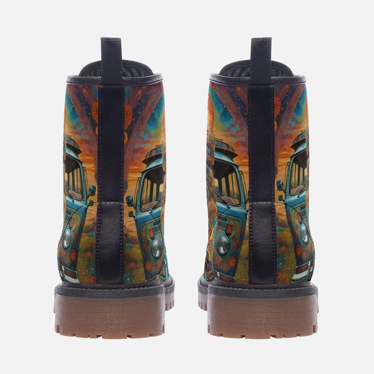 Hippie Art Zone - Hippie Couple Casual Leather Lightweight Boots For Hippies