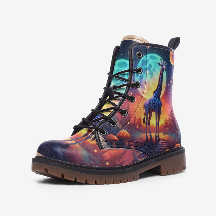 Hippie Art Zone - Fantasy Supermoon on Leather Lightweight Boots for Hippies