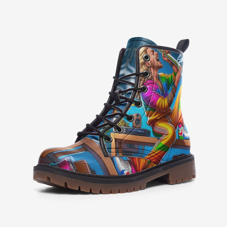 Hippie Art Zone - Music Soul Man Leather Lightweight Boots for Hippies