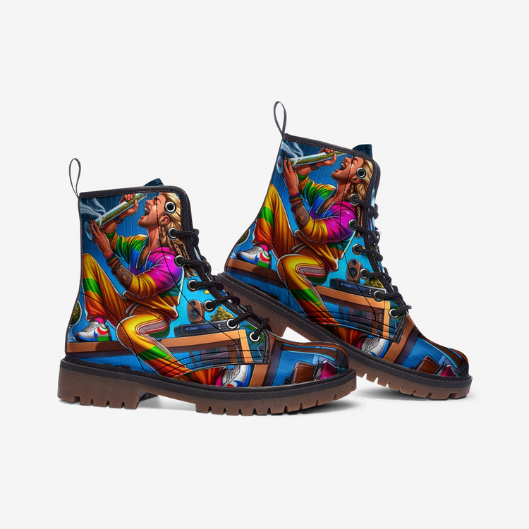 Hippie Art Zone - Music Soul Man Leather Lightweight Boots for Hippies