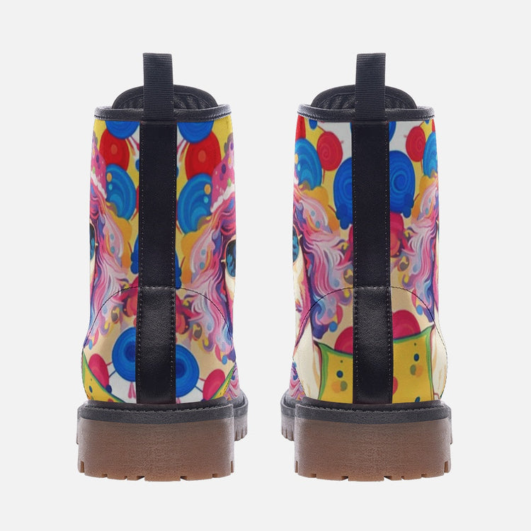 Hippie Art Zone - Bohemian Man, Vintage Pink Hairstyle Casual Leather Lightweight Boots For Hippies