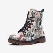 Hippie Art Zone - Alice in Wonderland Inspired Vegan Leather Combat Boots For Hippies