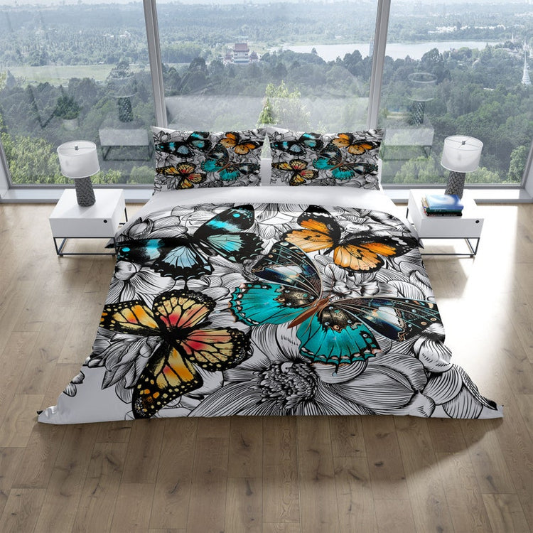 Butterfly Flower 3 Pcs Beddings For Hippies