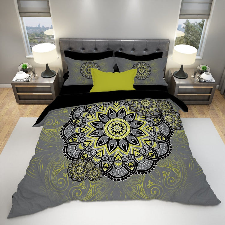 Hippie Art Zone - Chartreuse Mandala Bedding Set For Hippies