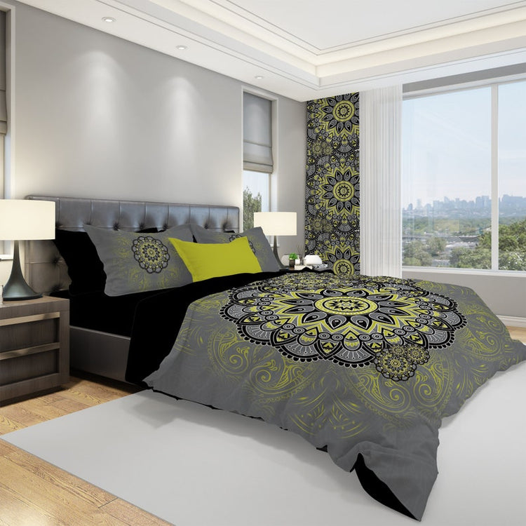 Hippie Art Zone - Chartreuse Mandala Bedding Set For Hippies