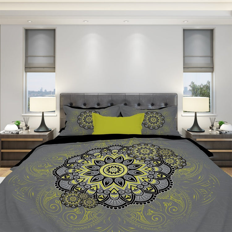 Hippie Art Zone - Chartreuse Mandala Bedding Set For Hippies