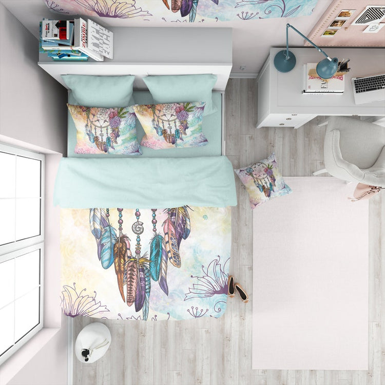 Hippie Art Zone - Dream Catcher Bohemian Bedding Set For Hippies