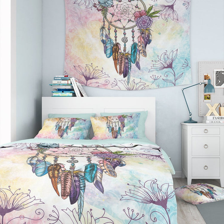 Hippie Art Zone - Dream Catcher Bohemian Bedding Set For Hippies