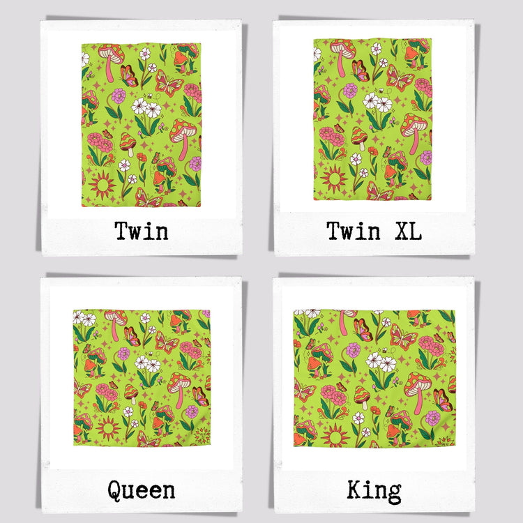 Hippie Art Zone - Bohemian Cottage Core, Green Forest Bedding Set For Hippies