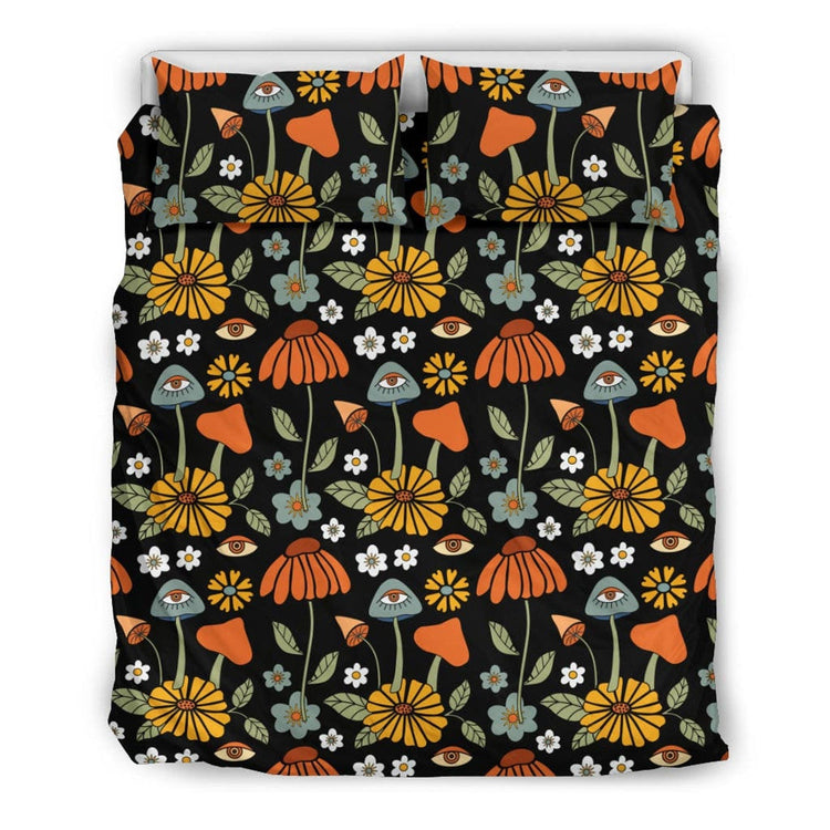 Hippie Art Zone - Mushroom Bedding, Dark Cottagecore Bedding, Bedding Set For Hippies