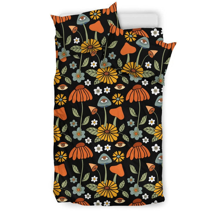 Hippie Art Zone - Mushroom Bedding, Dark Cottagecore Bedding, Bedding Set For Hippies