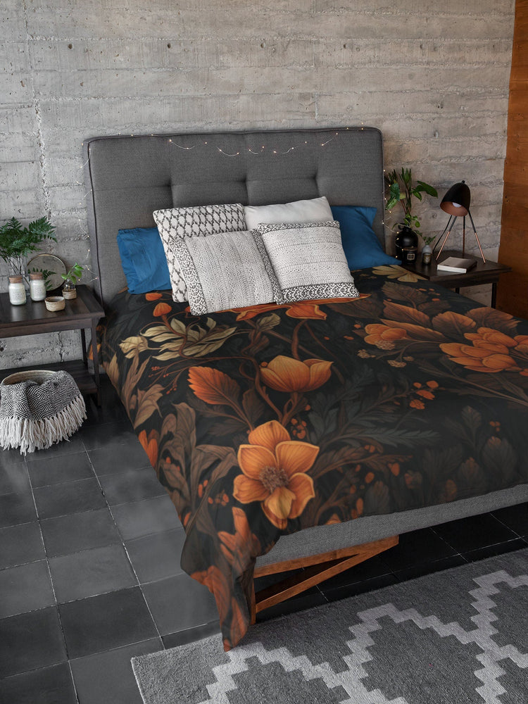 Hippie Art Zone - Dark Academia Autumn Leaves, Halloween Forestcore Bedding Set For Hippies