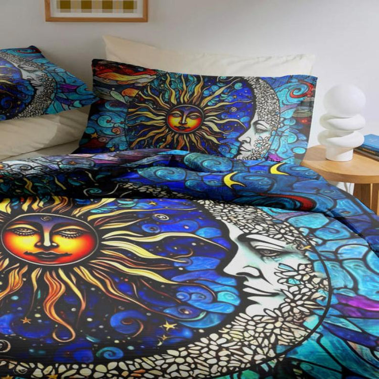 Hippie Art Zone - SUN AND MOON BEDDING SET For Hippies