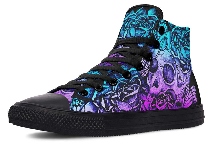 hippieartzone Shoes - BUTTERFLY AND ROSES SKELETON