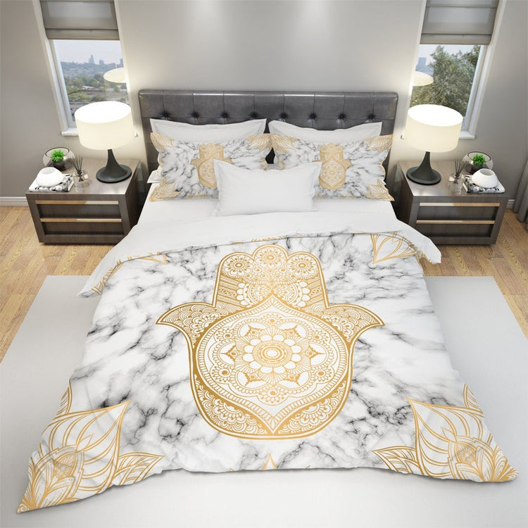 Hippie Art Zone - Hand of Fatima Bedding Set For Hippies