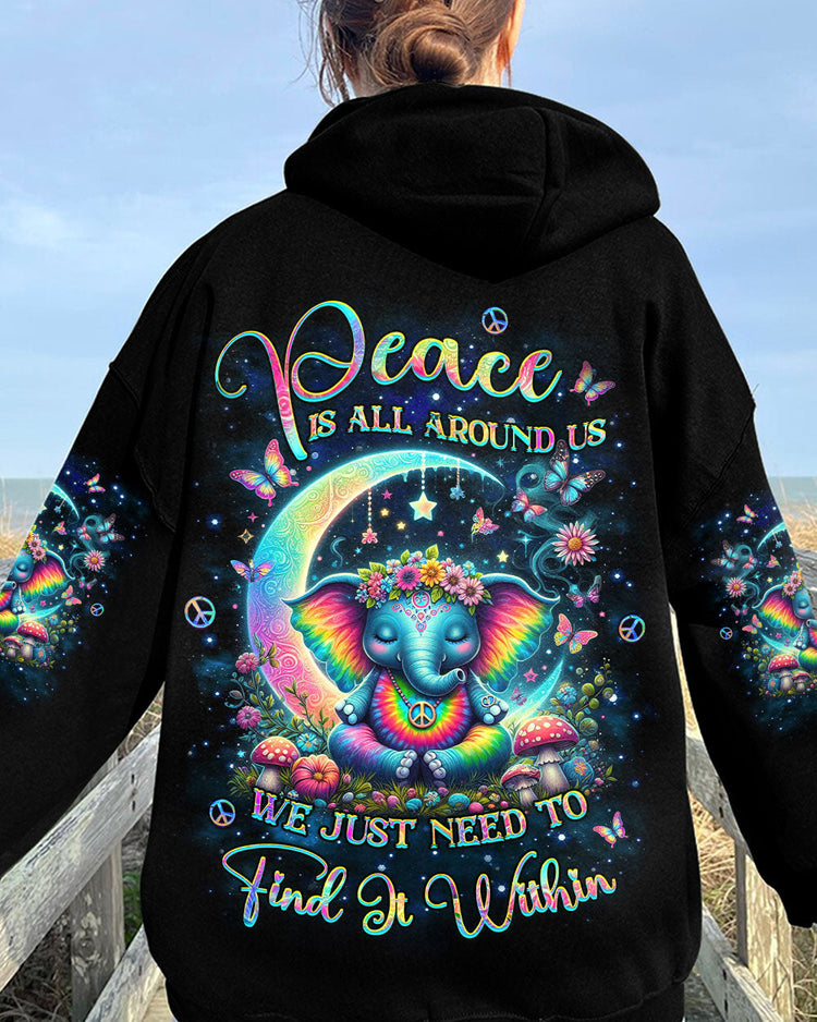 Hippie Art Zone - Peace Is All Around Us Elephant For Hippie