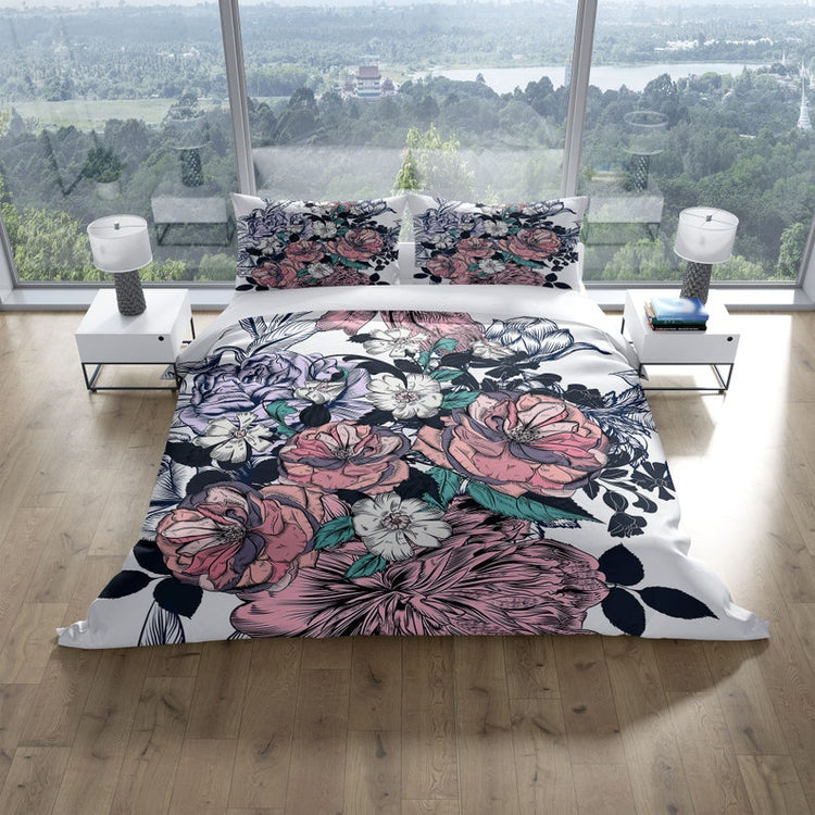 Purple Peony Bouquet 3 Pcs Beddings For Hippies