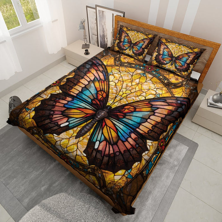 Hippie Art Zone - Retro Holiday Butterfly Quilt Bedding Set For Hippies