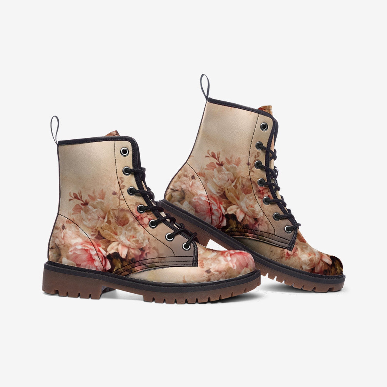Hippie Art Zone - Spring Fling Casual Faux Leather Lightweight Boots Streetwear Boots Combat Boots For Hippies