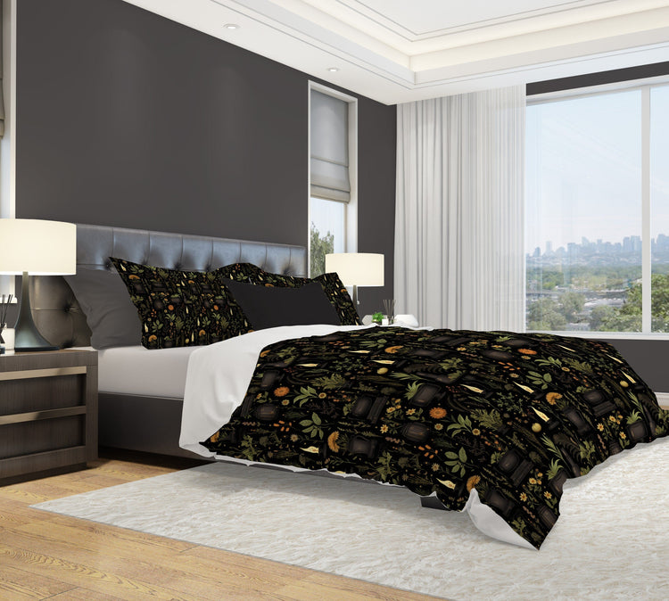Hippie Art Zone - The Spells of Herbs, Witchy Forest Bedding Set For Hippies
