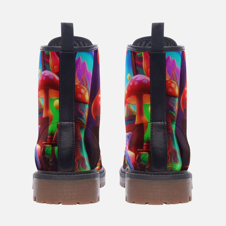 Hippie Art Zone - Trippy Mushroom Decoration Casual Leather Lightweight Boots For Hippies