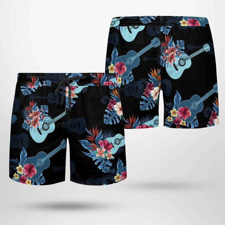 hippieartzone - BLUE GUITAR TROPICAL HAWAII SHIRT.