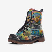 Hippie Art Zone - Rainbow On The Way Casual Leather Lightweight Boots For Hippies