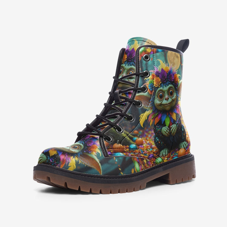 Hippie Art Zone - Colorful Forest Dwarf Leather Boots For Hippie Halloween