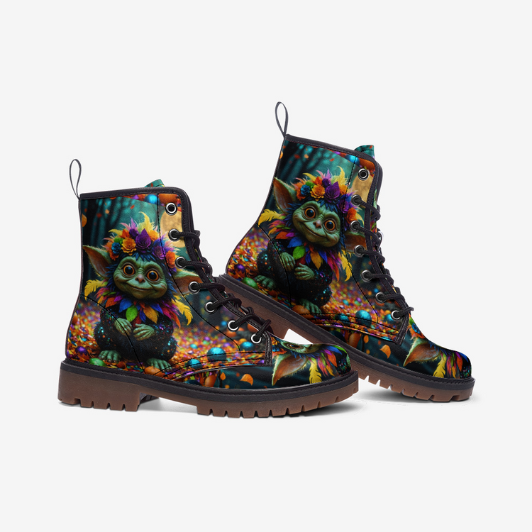Hippie Art Zone - Colorful Forest Dwarf Leather Boots For Hippie Halloween
