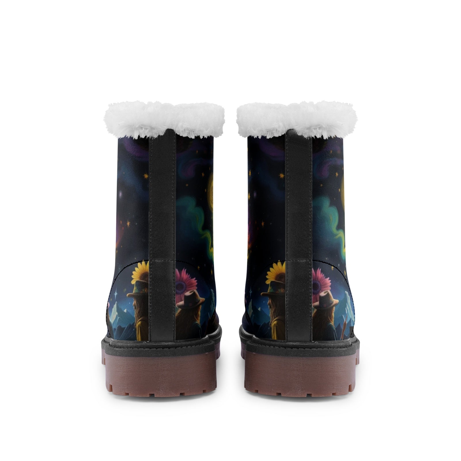 Hippie Art Zone - Hippie Life Faux Fur Leather Boots For the Free-Spirited Souls