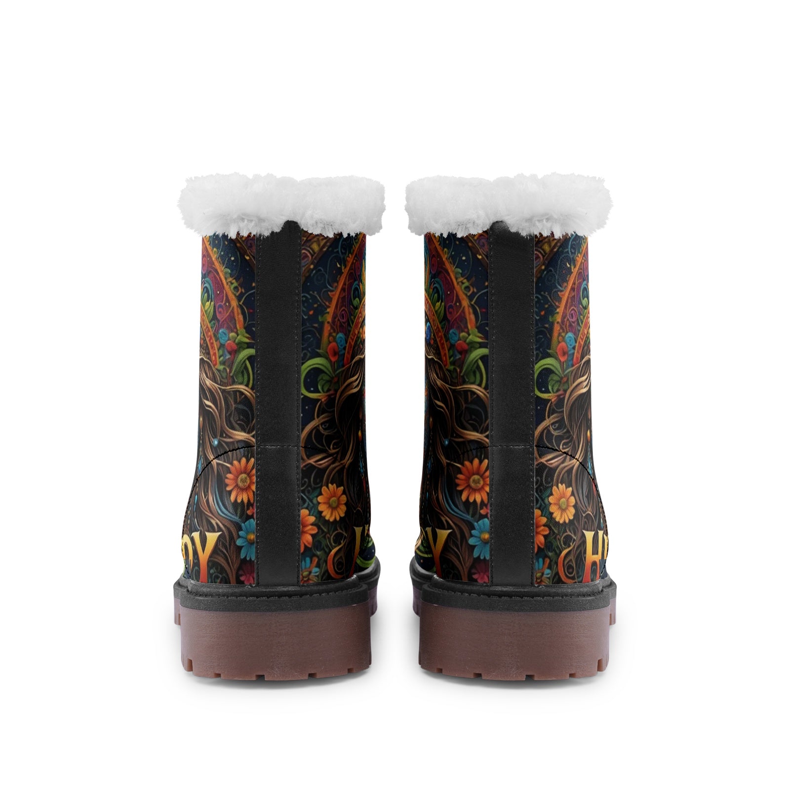 Hippie Art Zone - Hippy Guy Faux Fur Leather Boots, Boots For The Free-Spirited