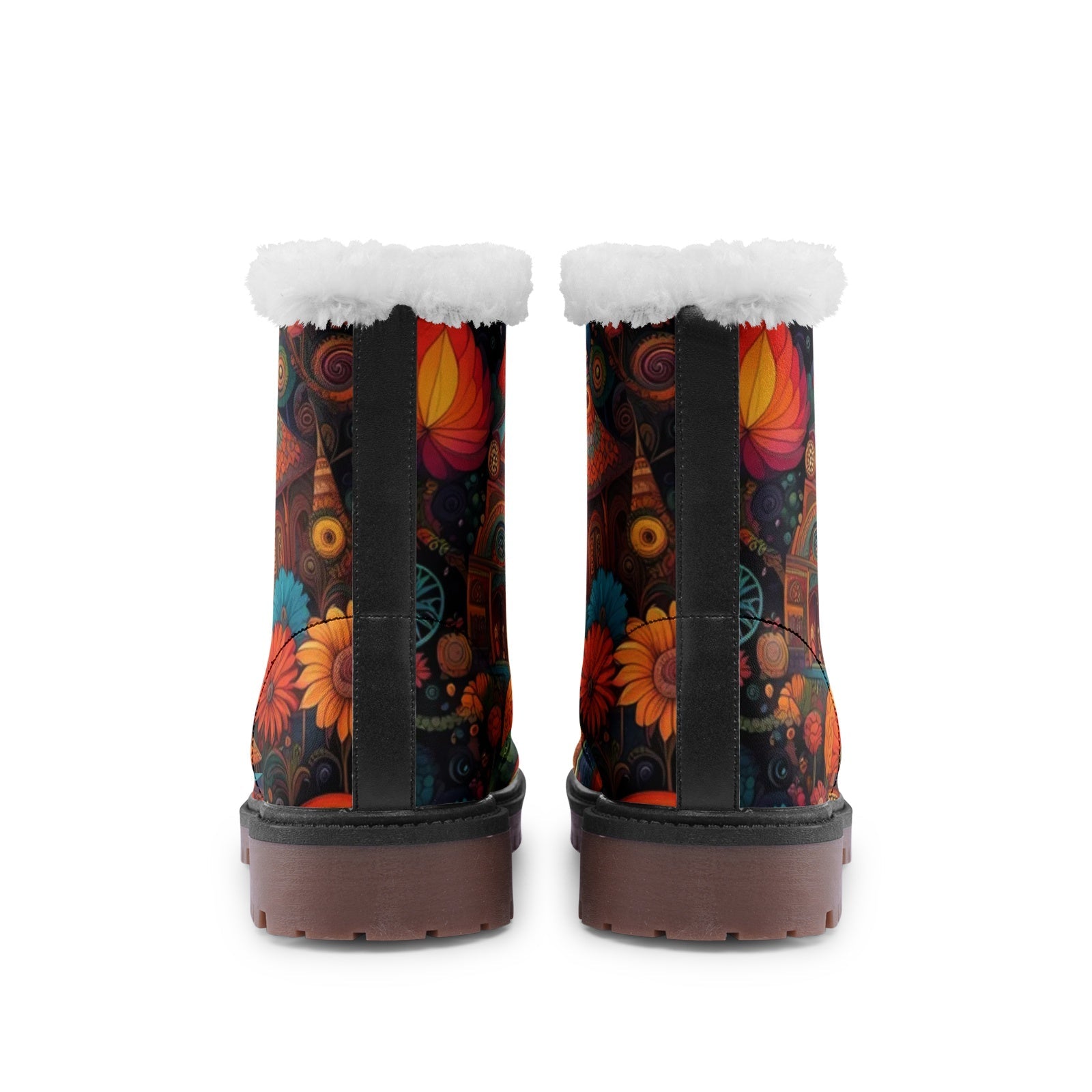 Hippie Art Zone - Psychedelic Castle & Floral Chukka Boots, Colorful Hippie Vibes
