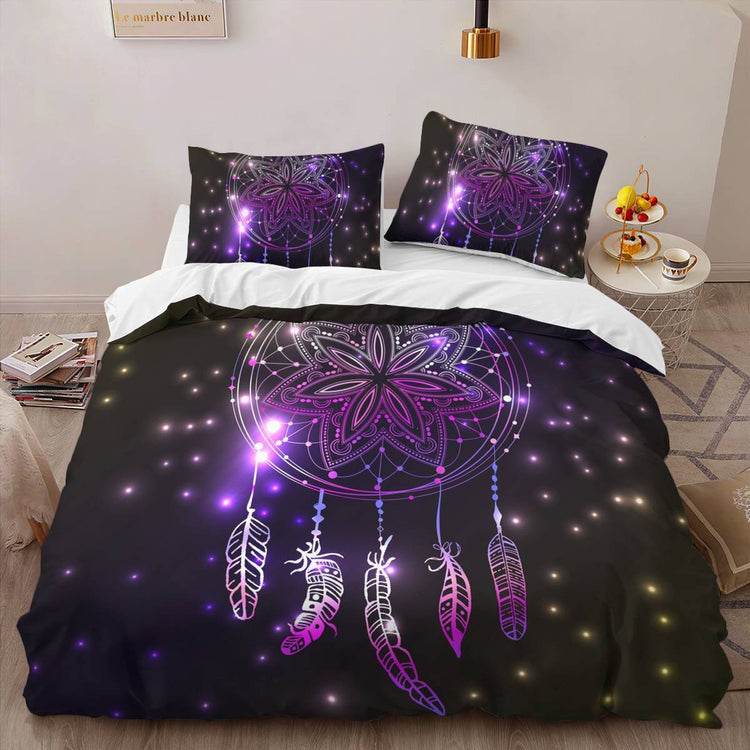 hippieartzone - Native American Violet Dreamcatcher Bedding Set
