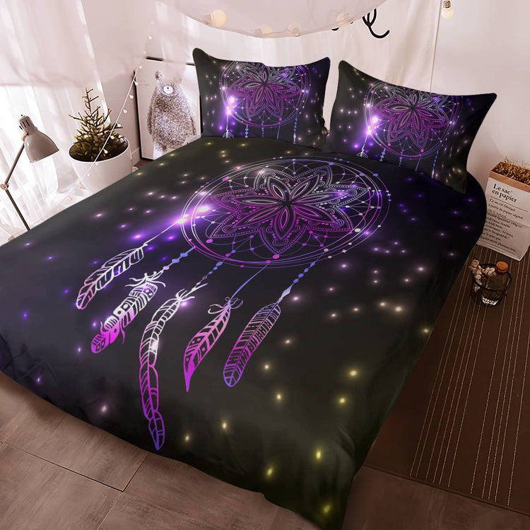 hippieartzone - Native American Violet Dreamcatcher Bedding Set